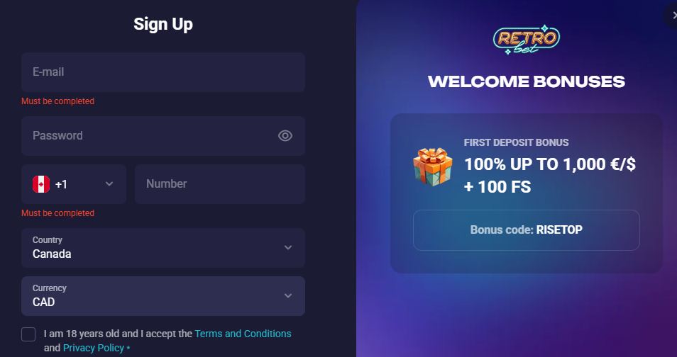 Join RetroBet and get your welcome bonus up to 1,000 Euro
